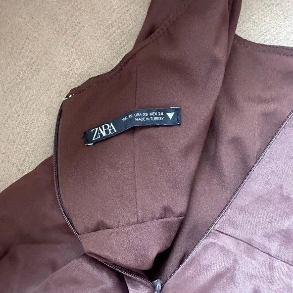 Zara Brown Satin Corset Mini Dress - Picture 5 of 5